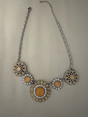 Lia Sophia Flower Statement Necklace in Pink and Silver